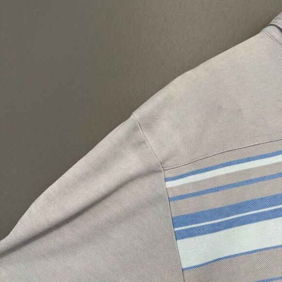 Travis Mathew White Striped Polo Shirt Small Logo Golf Polo Mens Size XLarge - Picture 15 of 16